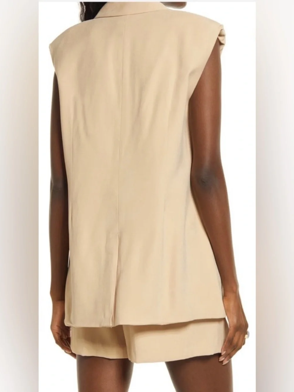 Open Edit Nordstrom Sleeveless Blazer Style Vest with Single Button Closure - Picture 4 of 16